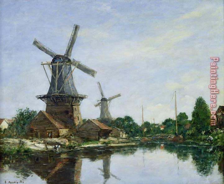 Eugene Louis Boudin Dutch Windmills